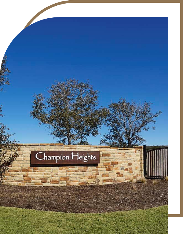 Champion Heights community sign located in Boerne, TX