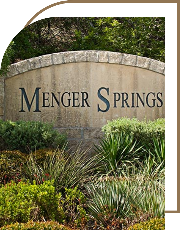 Menger Springs community sign located in Boerne, TX