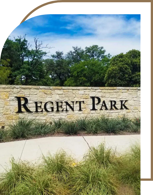 Regent Park community sign located in Regent Park, Boerne, TX