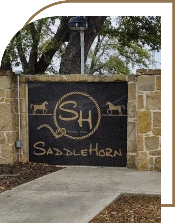 Saddlehorn community sign located in Boerne, TX