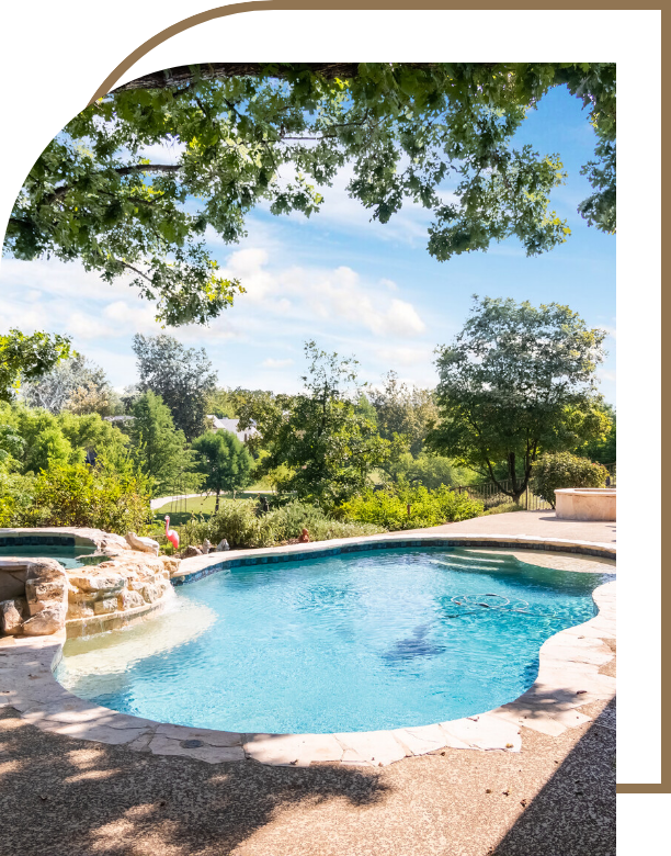 Swimming pool of a home in Boerne,TX located in the Mountain Springs Farms community